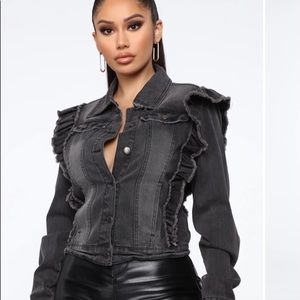 NWT Denim frilled jacket